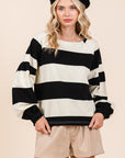 Mittoshop Striped Snap Shoulder Long Sleeve T-Shirt