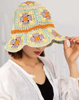 Packable Crochet Granny Square Bucket Hat