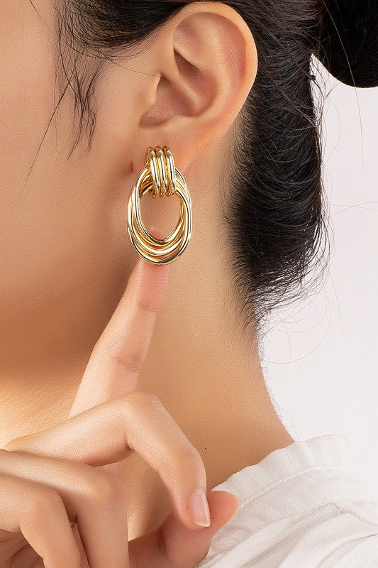 Premium trio metal knot and hoop earrings - Online Only