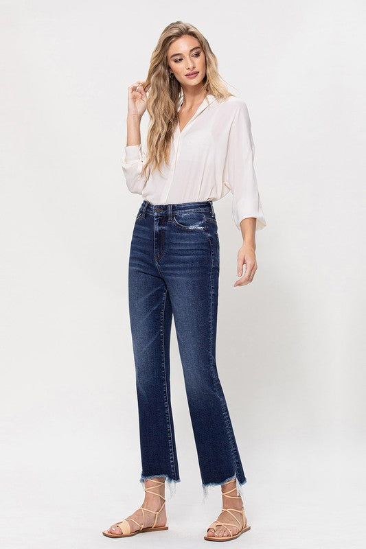 VERVET by Flying Monkey High Rise Distressed Hem Kick Flare Jeans