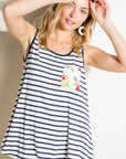 e Luna Striped Floral Mix Tank