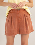 HYFVE High Waist Pleated Linen Shorts