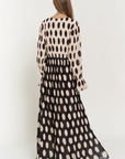 Davi & Dani Polka Dot Ruffled Long Sleeve Pleated Maxi Dress