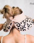 Leopard Bow Roll Up Sun Visor Hat