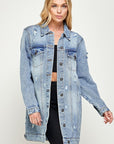 Blue Age Denim 3/4 Quarter Jacket Distressed Washed