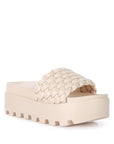 Sundae Platform Slides with Woven Textured Straps