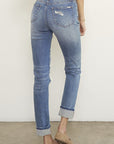 Denim Lab USA Destroyed Front Girlfriend Jeans