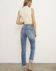 Denim Lab USA Destroyed Front Girlfriend Jeans