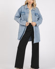 Mittoshop Light Wash Patch Pocket Longline Denim Jacket