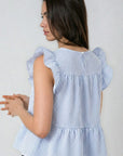 Miss Sparkling | Ruffle Striped Peplum Top