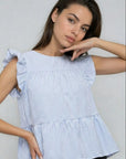 Miss Sparkling | Ruffle Striped Peplum Top