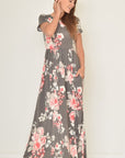 Plus Size Vintage Floral Maxi Dress With Pockets