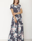 Plus Size Vintage Floral Maxi Dress With Pockets