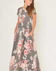 Plus Size Vintage Floral Maxi Dress With Pockets