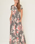 Plus Size Vintage Floral Maxi Dress With Pockets