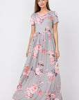 Plus Size Vintage Floral Maxi Dress With Pockets