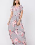 Plus Size Vintage Floral Maxi Dress With Pockets