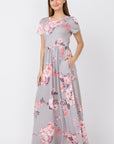 Plus Size Vintage Floral Maxi Dress With Pockets