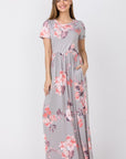 Plus Size Vintage Floral Maxi Dress With Pockets