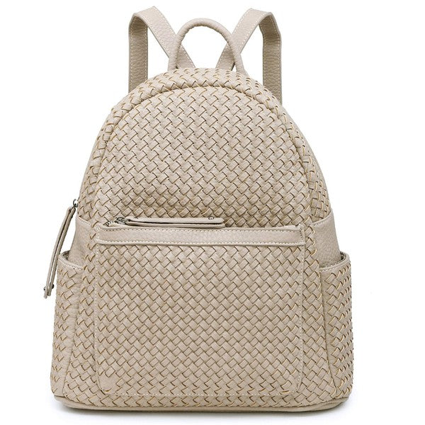 Large Woven Backpack in Beige - Online Only