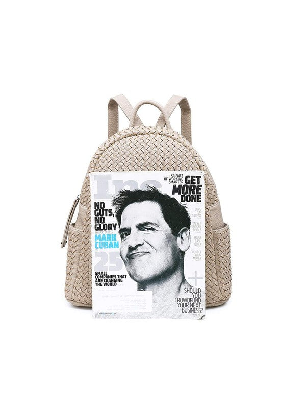 Large Woven Backpack in Beige - Online Only