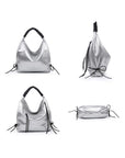 Women's Hobo Bag in Metallic Silver - Online Only