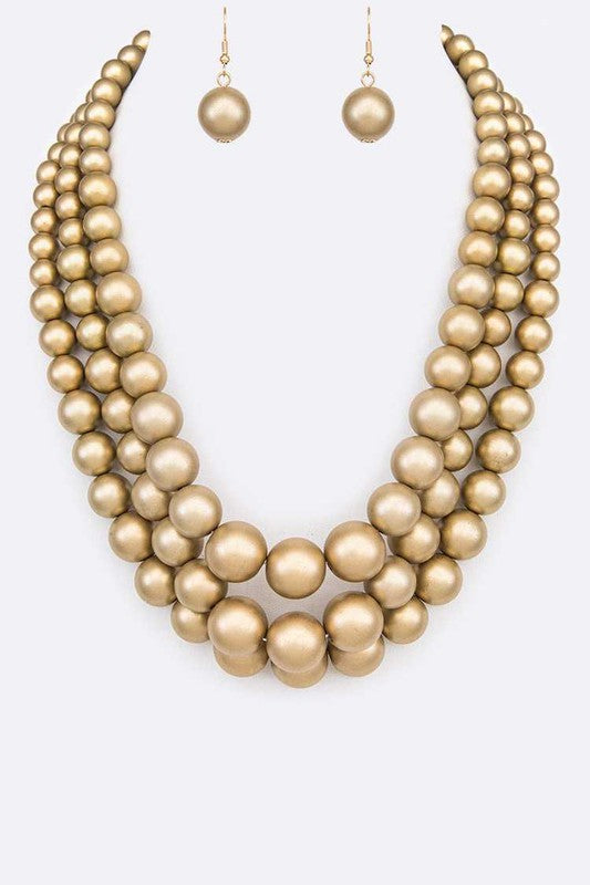 Layer Pearl Statement Necklace Set