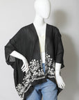 Leto Accessories Floral Embroidered Stitch Kimono