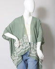 Leto Accessories Floral Embroidered Stitch Kimono