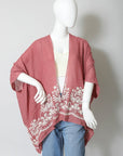 Leto Accessories Floral Embroidered Stitch Kimono