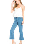 O2 Denim Mid-Rise Crop Flare Leg Denim Ankle Jeans