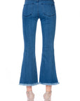 O2 Denim Mid-Rise Crop Flare Leg Denim Ankle Jeans