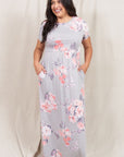 Plus Size Vintage Floral Maxi Dress With Pockets