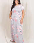 Plus Size Vintage Floral Maxi Dress With Pockets