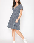 Plus Ditsy Surplice Fit and Flare Midi Dress