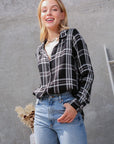 Plaid Print Rayon Top by Timing