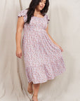 Plus Flutter Sleeve Ditsy Floral Sundress