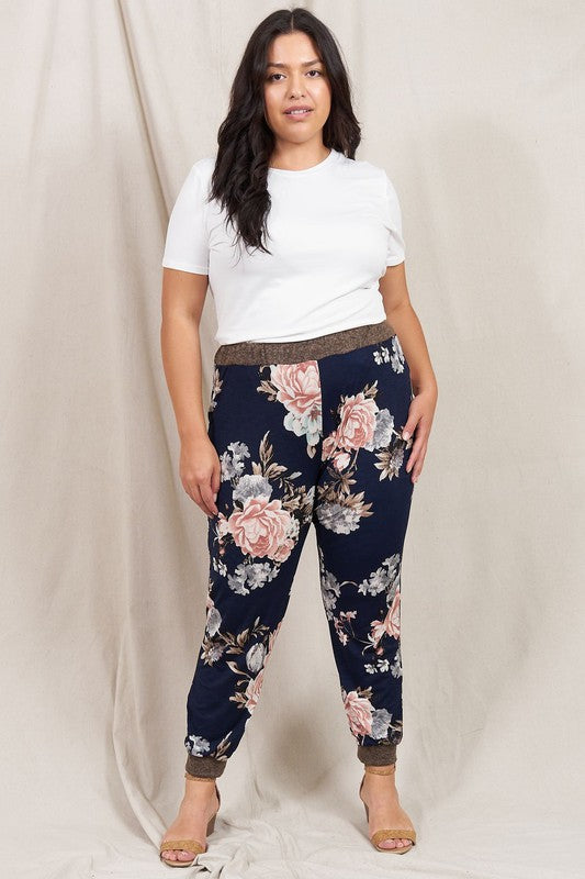 Plus Rose Print Jogger