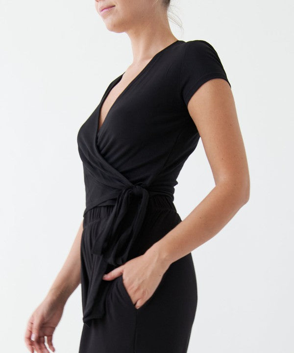 Fabina Bamboo Wrap Crop Cam Sleeve Top