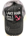 Lake Hair Don't Care Blue or Pink Anchor Trucker Hat