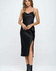 Renee C. Satin Bias Slip Dress with Slit