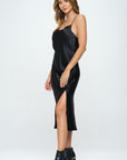 Renee C. Satin Bias Slip Dress with Slit