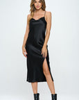 Renee C. Satin Bias Slip Dress with Slit