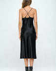 Renee C. Satin Bias Slip Dress with Slit