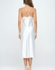 Renee C. Satin Bias Slip Dress with Slit