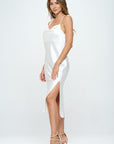 Renee C. Satin Bias Slip Dress with Slit