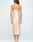 Renee C. Satin Bias Slip Dress with Slit