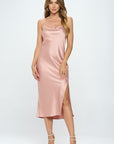 Renee C. Satin Bias Slip Dress with Slit