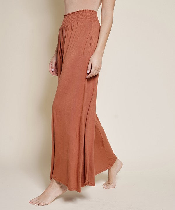 Fabina Smock Elastic Waist Maxi Palazzo Pant