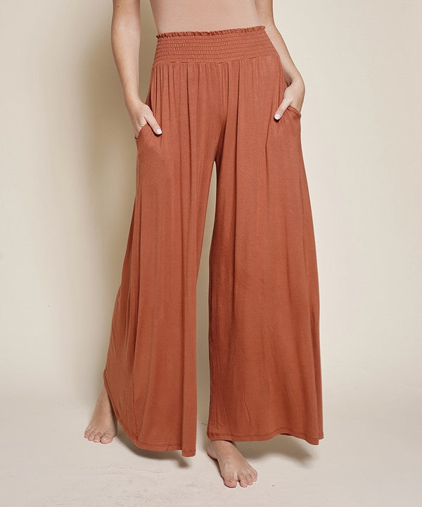 Fabina Smock Elastic Waist Maxi Palazzo Pant